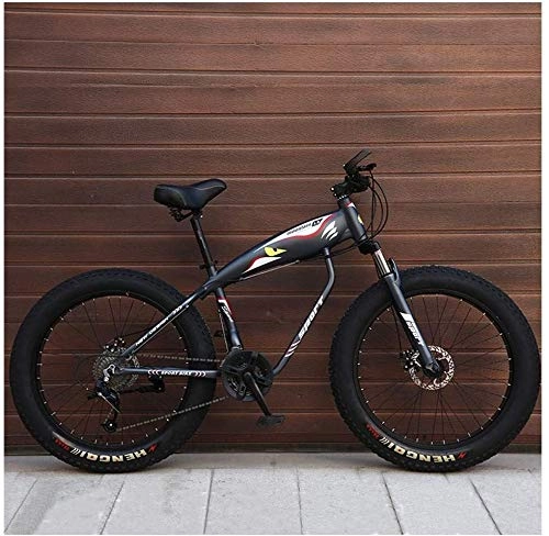 Fat Tyre Mountain Bike : 26 Inch Mountain Bikes, Fat Tire Hardtail Mountain Bike, Aluminum Frame Alpine Bicycle, Mens Womens Bicycle with Front Suspension (Color : Grey, Size : 27 Speed Spoke)