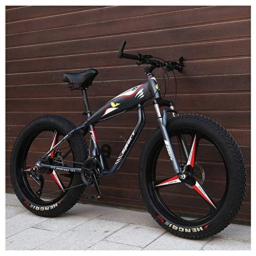 Fat Tyre Mountain Bike : 26 Inch Mountain Bikes, Fat Tire Hardtail Mountain Bike, Aluminum Frame Alpine Bicycle, Mens Womens Bicycle with Front Suspension, Gray, 21 Speed 3 Spoke
