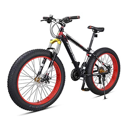 Fat Tyre Mountain Bike : 26 Inch Mountain Bikes, Fat Tire High-Carbon Steel Hardtail Mountain Trail Bike Dual Disc Brake And Dual Suspension Frame All Aluminum Pedals Adult