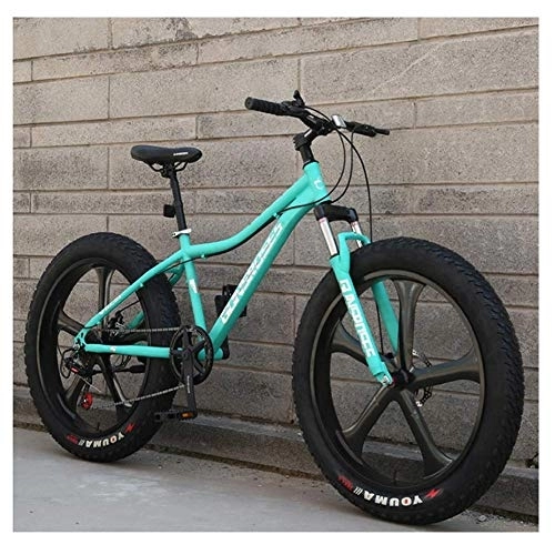 Fat Tyre Mountain Bike : 26 Inch Mountain Bikes, High-carbon Steel Hardtail Mountain Bike, Fat Tire All Terrain Mountain Bike, Women Men's Anti-Slip Bikes, Blue, 27 Speed 5 Spoke