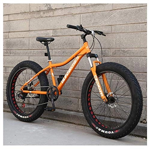 Fat Tyre Mountain Bike : 26 Inch Mountain Bikes, High-carbon Steel Hardtail Mountain Bike, Fat Tire All Terrain Mountain Bike, Women Men's Anti-Slip Bikes, Yellow, 27 Speed Spoke