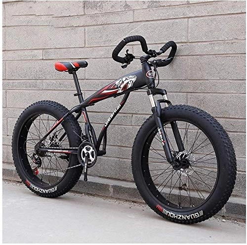 Fat Tyre Mountain Bike : 26 Inch, Mountain Bikes, Mountain Trail Bike, Fat Tire, Adult, Bicycle, Dual Disc Brake, High-carbon Steel Frame, Bikes, Anti-Slip, 21 Speed, (Color : Sub Black)