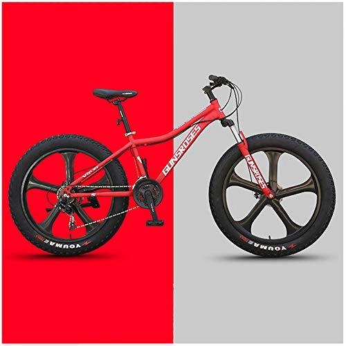Fat Tyre Mountain Bike : 26 Inch Mountain Trail Bike, High Carbon Steel Bicycles MTB Gears Dual Disc Brakes Mountain Bicycle Road Bike For Adult Men Women Bike
