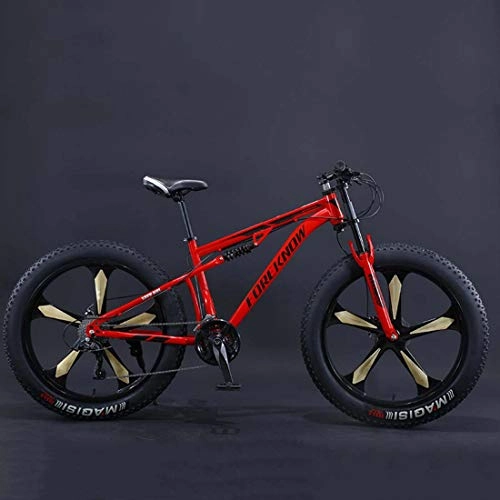 Fat Tyre Mountain Bike : 26Inch Fat Tire Mountain Bike, Double Disc Brake Offroad Bicycle, All Terrain Damping Beach Snow Bikes, 4.0 Wide Magnesium Alloy Wheels, C, 27 speed