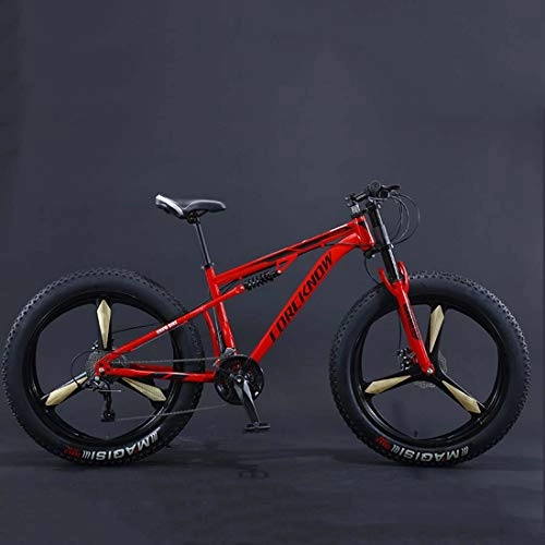 Fat Tyre Mountain Bike : 26Inch Fat Tire Mountain Bike, Double Disc Brake Snow Offroad Bicycle, All Terrain Damping Beach Bikes, 4.0 Wide Magnesium Alloy Wheels, A, 21 speed