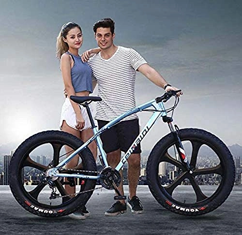 Fat Tyre Mountain Bike : Abrahmliy Mountain Bike for Adults Hard-Tail Mountain Bicycle High Carbon Steel Frame Dual Disc Brake And Front Suspension Fork-B_26 inch 27 speed