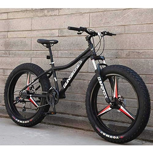 Fat Tyre Mountain Bike : Adult-bcycles BMX Mountain Bikes, 26Inch Fat Tire Hardtail Snowmobile, Dual Suspension Frame And Suspension Fork All Terrain Men's Mountain Bicycle Adult ( Color : Black 3 , Size : 21Speed )
