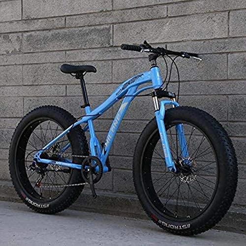 Fat Tyre Mountain Bike : Adult-bcycles BMX Mountain Bikes, Fat Tire Hardtail High Carbon Steel Frame Mountain Bicycle, Spring Suspension Fork Mountain Bike, Double Disc Brake (Color : C, Size : 24inch 7 speed)