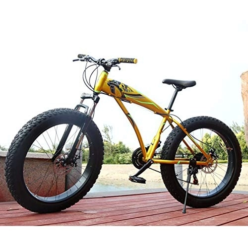 Fat Tyre Mountain Bike : Adult Fat Bike Anti-slip Outroad Racing Cycling, RNNTK High Carbon Steel Frame BMX All Terrain Mountain Bicycle, Double Disc Brakes A Variety Of Colors D -27 Speed -26 Inches