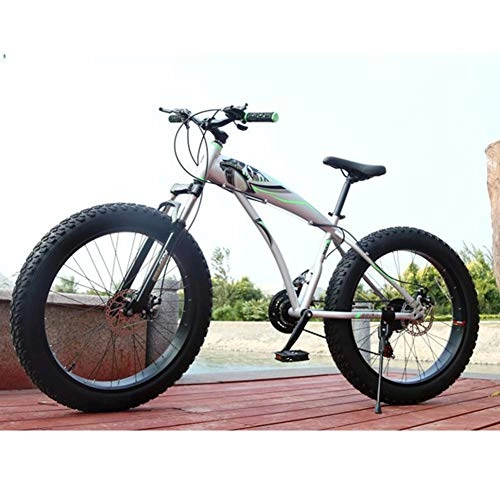 Fat Tyre Mountain Bike : Adult Fat Bike Anti-slip Outroad Racing Cycling, RNNTK High Carbon Steel Frame BMX All Terrain Mountain Bicycle, Double Disc Brakes A Variety Of Colors E -21 Speed -26 Inches