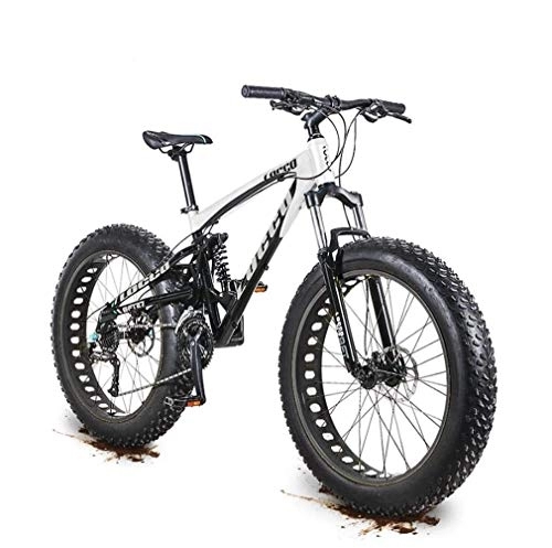 Fat Tyre Mountain Bike : Adult Fat Tire Mountain Bike, 27 Speed Aluminum Alloy Off-Road Snow Bikes, Oil Pressure Double Disc Brake Beach Bicycle, 26 Inch Wheels