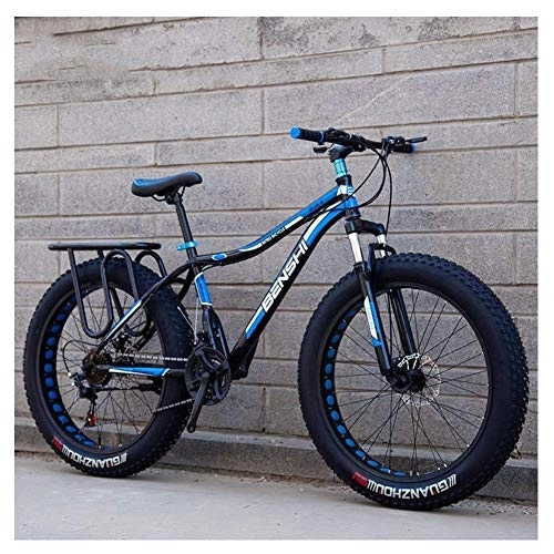 Fat Tyre Mountain Bike : Adult Fat Tire Mountain Bikes, Dual Disc Brake Hardtail Mountain Bike, Front Suspension Bicycle, Women All Terrain Mountain Bike, Blue B, 26 Inch 24 Speed