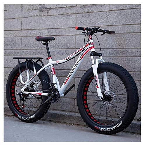 Fat Tyre Mountain Bike : Adult Fat Tire Mountain Bikes, Dual Disc Brake Hardtail Mountain Bike, Front Suspension Bicycle, Women All Terrain Mountain Bike, White B, 26 Inch 21 Speed