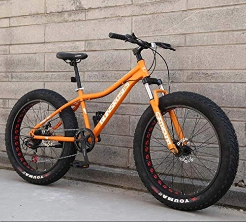 Fat Tyre Mountain Bike : Adult Mountain Bikes, All Terrain Road Bicycle, Dual Suspension Frame Bike And Suspension Fork 26Inch Fat Tire Hardtail Snowmobile, (Color : Orange 1, Size : 7Speed)
