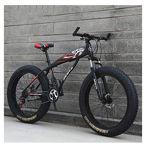 Fat Tyre Mountain Bike : Adult Mountain Bikes, Boys Girls Fat Tire Mountain Trail Bike, Dual Disc Brake Hardtail Mountain Bike, High-Carbon Steel Frame, Bicycle, Blue E, 26 inch 21 Speed, Red C, 26 Inch 24 Speed