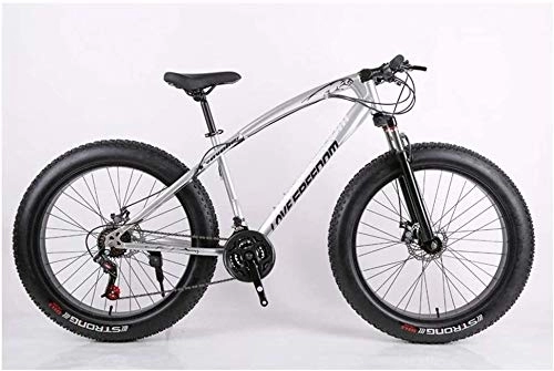 Fat Tyre Mountain Bike : Adult Mountain Bikes, Frame Fat Tire Front Suspension Mountain Bicycle, High-Carbon Steel Frame, All Terrain Mountain Bike, 26 Inch 7 / 21 / 24 / 27 Speed, 26 Inches 21 Speeds