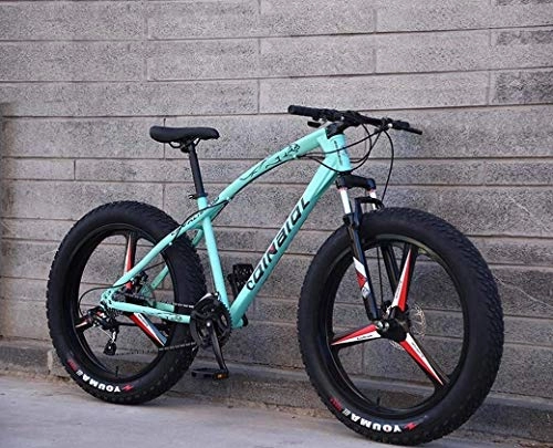 Fat Tyre Mountain Bike : All Terrain Mountain Bicycle, 26 Inch Fat Tire Hardtail Mountain Bike, Dual Suspension Frame And Suspension Fork, Men's And Women Adult, (Color : Green 3 impeller, Size : 24 speed)