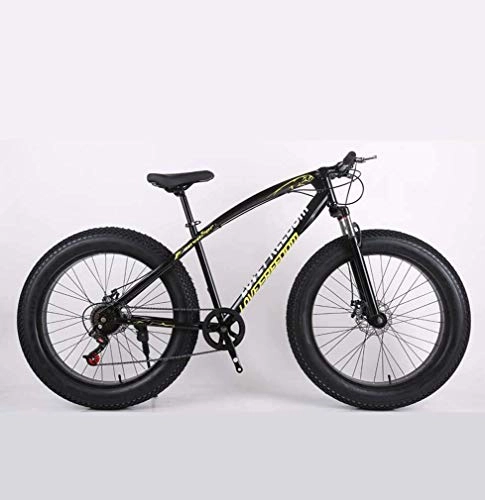 Fat Tyre Mountain Bike : Alqn Fat Tire Adult Mountain Bike, High-Carbon Steel Frame Cruiser Bikes, Beach Snowmobile Bicycle, Double Disc Brake 26 inch Wheels, Black, 21 Speed
