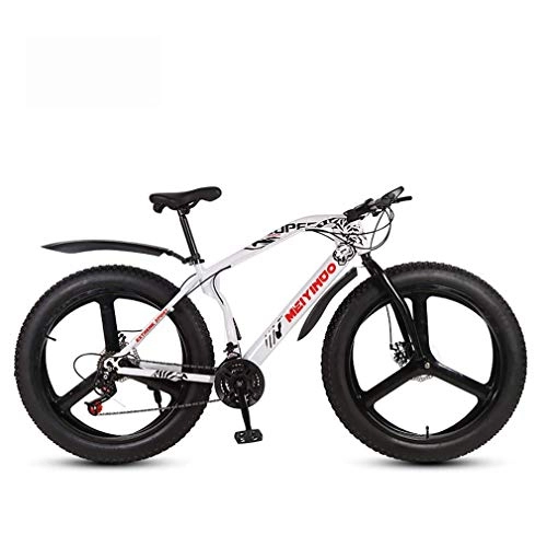 Fat Tyre Mountain Bike : ALQN Mens Adult Fat Tire Mountain Bike, Bionic Front Fork Beach Snow Bikes, Double Disc Brake Cruiser Bicycle, 26 inch Wheels, C, 21 Speed