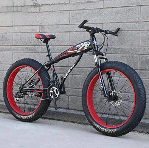 Fat Tyre Mountain Bike : ALQN Mountain Bike Bicycle for Adult, Fat Tire MBT Bike, High-Carbon Steel Frame, Dual Disc Brake, Shock-Absorbing Front Fork, A, 26 inch 21 Speed