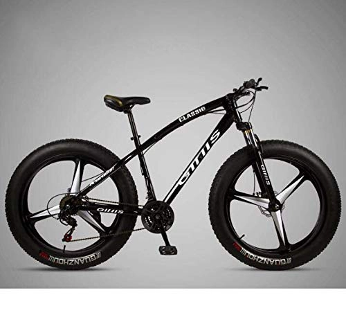 Fat Tyre Mountain Bike : ALQN Mountain Bike Bicycle for Adults, 26&Times;4.0 inch Fat Tire MTB Bike, High-Carbon Steel Frame, Shock-Absorbing Front Fork and Dual Disc Brake, Black, 21 Speed