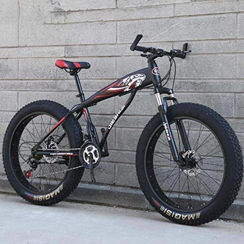 Fat Tyre Mountain Bike : ALQN Mountain Bike Bicycle for Adults Men Women, Fat Tire MBT Bike, High-Carbon Steel Frame and Shock-Absorbing Front Fork, Dual Disc Brake, C, 26 inch 21 Speed