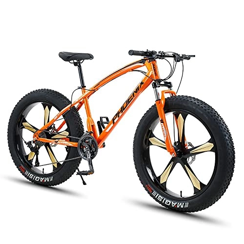 Fat Tyre Mountain Bike : angelfamily 26 Inch Mountain Bikes, Adult Fat Tire Mountain Trail Bike, 21 / 24 / 27 / 30 Speed Bicycle, High-carbon Steel Frame Dual Full Suspension Dual Disc Brake, 4.0 Inch Thick Wheel