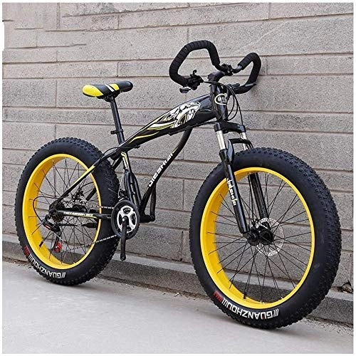 Fat Tyre Mountain Bike : Aoyo 26 Inch, Mountain Bikes, Mountain Trail Bike, Fat Tire, Adult, Bicycle, Dual Disc Brake, High-carbon Steel Frame, Bikes, Anti-Slip, 21 Speed, (Color : Black Yellow)