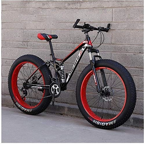 Fat Tyre Mountain Bike : Aoyo High-Carbon Steel Frame, Dual Disc Brake Full Dual Suspension Mountain Bike, All Terrain Bicycle, Anti-Slip Bikes, 24 Inch 7 / 21 / 24 / 27 Speed, 26 Inches 27 Speeds