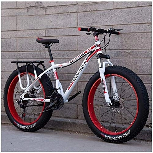 Fat Tyre Mountain Bike : Aoyo Mountain Bikes, Adult, Mountain Bicycle, Fat Tire Dual-Suspension, Bike, High-carbon Steel Frame, MTB, All Terrain, 26Inch, 21Speed, white Blue, Colour:Black Orange (Color : White Red)