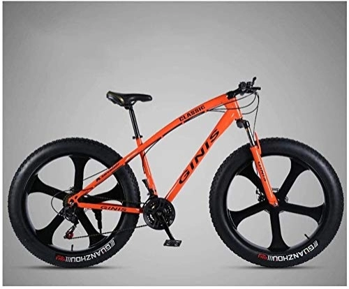 Fat Tyre Mountain Bike : Aoyo Mountain Bikes, Bike, Adult, Mountain Bike, 26 Inch 21 Speeds, Fat Tire, Bike, Front Suspension, Double Disc Brake, Bicycles, High Carbon Steel, Black 5 Spoke, Outroad, Mtb, (Color : Orange)