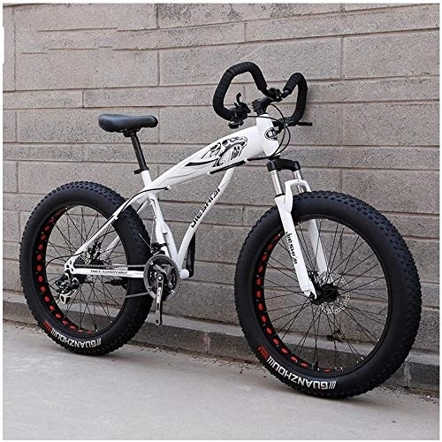 Fat Tyre Mountain Bike : Aoyo Mountain Bikes, MTB, 26inch 21-Speed, Bike, Dual Disc Brake, Hardtail, Mtb Bikes, Mens Women Adult, All Terrain, Bicycle, Adjustable Seat & Handlebar, (Color : White Black)