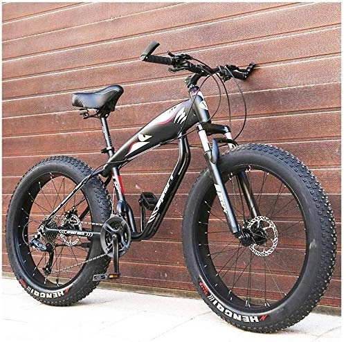 Fat Tyre Mountain Bike : Aoyo Sport Bike, Beach, Fat Tire, Bike, 26 Inch 24 Speeds, Aluminum Alloy, MTB, Front Suspension Double Disc Brake, Beach, Mountain Trail Bicycle, All-Terrain (Color : Black)