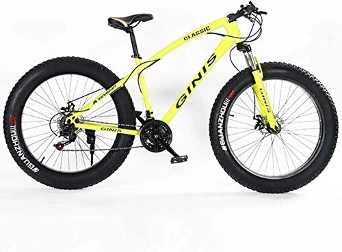 Fat Tyre Mountain Bike : Aoyo Teens Mountain Bikes, 21-Speed 24 Inch Fat Tire Bicycle, High-carbon Steel Frame Hardtail Mountain Bike with Dual Disc Brake, (Color : Yellow, Size : Spoke)