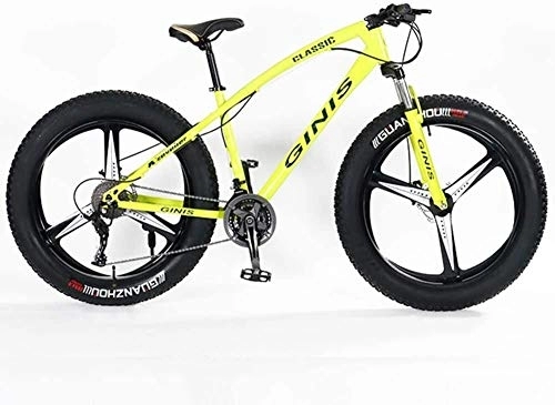 Fat Tyre Mountain Bike : Aoyo Teens Mountain Bikes, 21-Speed 24 Inch Fat Tire Bicycle, High-carbon Steel Frame Hardtail Mountain Bike With Dual Disc Brake, Yellow, Spoke, Size:3 Spoke, (Color : Yellow, Size : 3 Spoke)