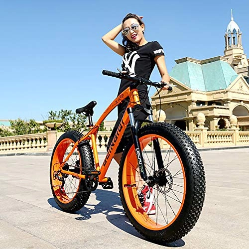 Fat Tyre Mountain Bike : AURALLL Portable Mountain Fat Tire Bike Adult Student Mountain Bike Full Suspension MTB with 7 Speed Dual Disc Brakes 26 inch