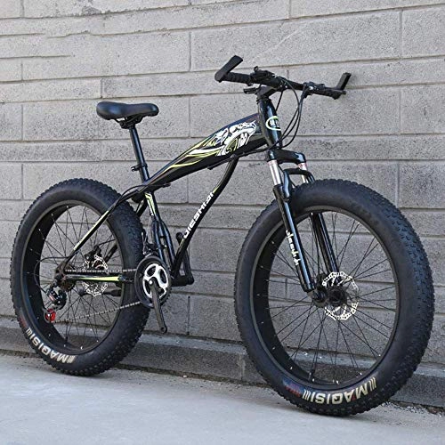 Fat Tyre Mountain Bike : AUTOKS 26 Inch Adult Mountain Bikes, Dual Disc Brake Fat Tire Mountain Trail Bike Frame Fat Tire Suspension Mountain Bicycle, Highcarbon Steel Frame