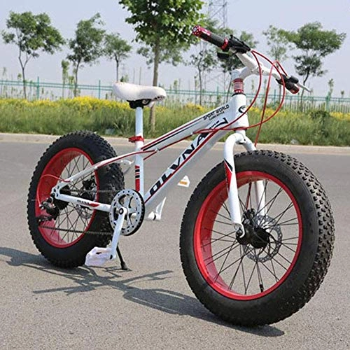Fat Tyre Mountain Bike : AUTOKS Variable Speed Mountain Bike Student Sports Bicycle Shock Absorption Fat Tire Mens Mountain Bike, HighTensile Steel Frame, 7Speed20 Inch 26 Inch