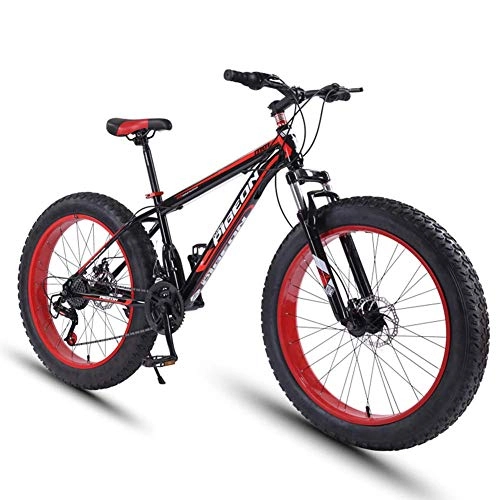 Fat Tyre Mountain Bike : AZYQ 24 Speed Mountain Bikes, 27.5 inch Fat Tire Mountain Trail Bike, High-Carbon Steel Frame, Men's Womens All Terrain Mountain Bike with Dual Disc Brake, Red