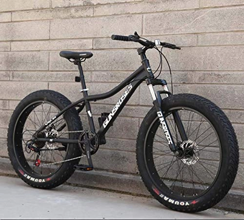Fat Tyre Mountain Bike : AZYQ Mountain Bikes, 26Inch Fat Tire Hardtail Snowmobile, Dual Suspension Frame and Suspension Fork All Terrain Men's Mountain Bicycle Adult, Black 1, 27Speed