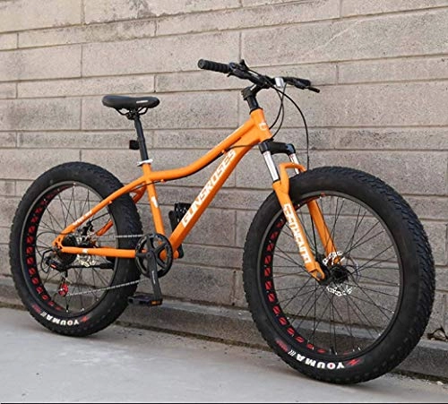 Fat Tyre Mountain Bike : AZYQ Mountain Bikes, 26Inch Fat Tire Hardtail Snowmobile, Dual Suspension Frame and Suspension Fork All Terrain Men's Mountain Bicycle Adult, Orange 1, 21Speed