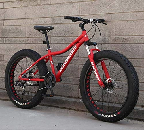 Fat Tyre Mountain Bike : AZYQ Mountain Bikes, 26Inch Fat Tire Hardtail Snowmobile, Dual Suspension Frame and Suspension Fork All Terrain Men's Mountain Bicycle Adult, Red 1, 27Speed