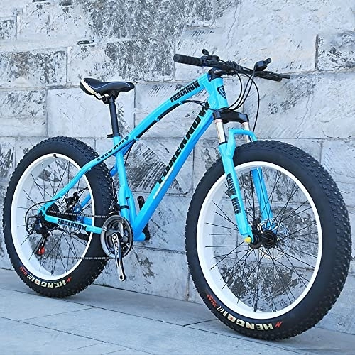 Fat Tyre Mountain Bike : Bananaww 20 / 24 / 26-inch Mountain Bike, 7 / 21 / 24 / 27 / 30 Speed Adult Fat Tire Mountain Trail Bike With High Carbon Steel Frame and Double Disc Brake, Front Suspension Men's Mountain Bicycles