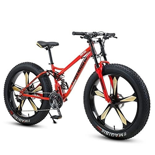 Fat Tyre Mountain Bike : Bananaww 26 * 4.0 Inch Thick Wheel Mountain Bikes, Adult Fat Tire Mountain Trail Bike, 7 / 21 / 24 / 27 / 30 Speed Bicycle, High-carbon Steel Frame, Dual Full Suspension Dual Disc Brake Bicycle
