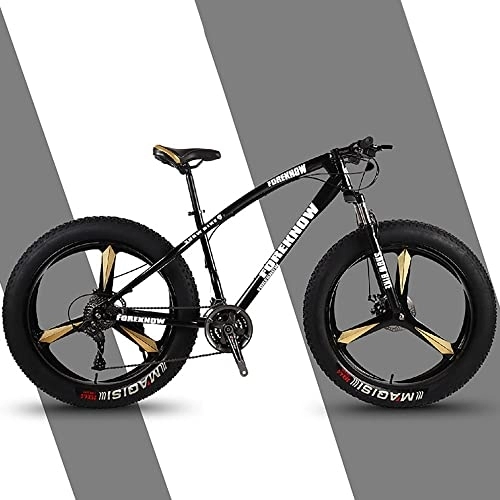 Fat Tyre Mountain Bike : Bananaww 4.0 Inch Thick Wheel Mountain Bikes, Adult Fat Tire Mountain Trail Bike, High-carbon Steel Frame, Mens Youth / Adult Fat Tire Mountain Bike, Dark Black, 26inch 7speed