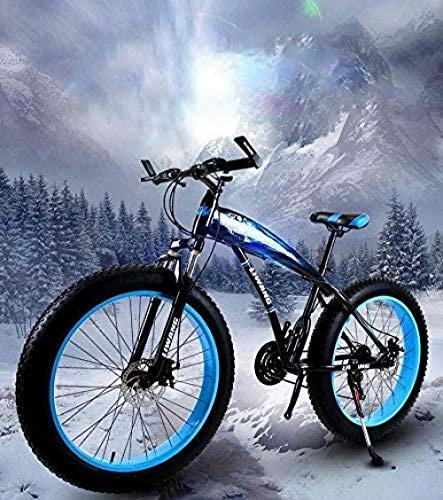 Fat Tyre Mountain Bike : baozge Mountain Bike Bicycle for Adults Men Women Fat Tire MBT Bike Hardtail High-Carbon Steel Frame And Shock-Absorbing Front Fork Dual Disc Brake-A_24 inch 7 speed