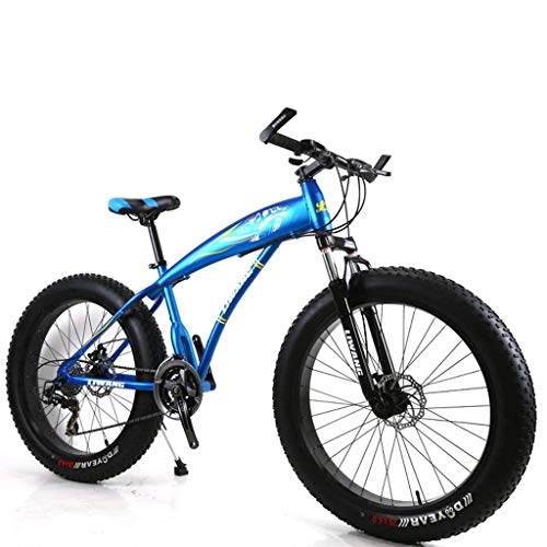 Fat Tyre Mountain Bike : Bdclr Suitable for height 57-69 inches, 21-speed snowmobile wide tire disc brakes shock absorber student bicycle mountain bike, Blue, 26inch