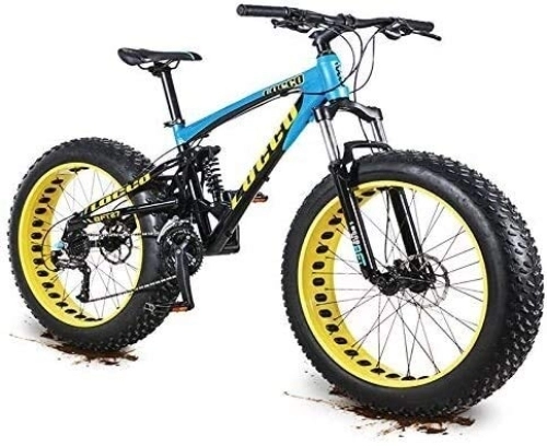 Fat Tyre Mountain Bike : Bicycle 27 Speed Adult Mountain Bikes, 26 Inch Dual-Suspension Mountain Bikes, Oil Disc Brake Anti-Slip Bikes, Mens Womens Overdrive Fat Tire Bicycle (Color : Blue)