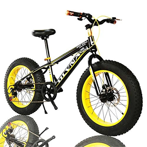 Fat Tyre Mountain Bike : Bicycles, Folding MTB 20" 7 21 24 27 Speed Double Disc Mountain Fat Bicycle Suspension Steel Frame 4" Tire Aluminum Wheel 20Kgs, Yellow
