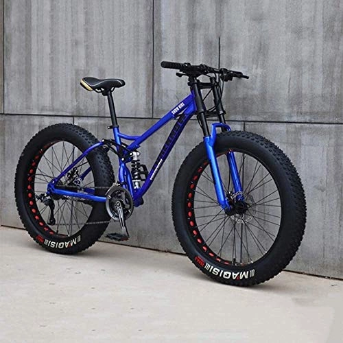 Fat Tyre Mountain Bike : Bike Mountain, 26 Inch 7 / 21 / 24 / 27 Speed Bicycle, Men Women Student Variable Speed, Fat Tire Mens Mountain (Color : Blue, Size : 27 speed)